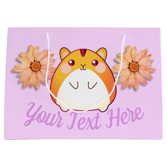 Cute Kawaii Hamster Custom Large Gift Bag (Front)
