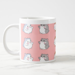 Cute Kawaii Hamster Pattern Coffee Mug - Pink Aest