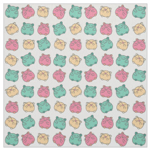 Cute Kawaii Hamsters Yellow, Pink, Green Patterned Fabric