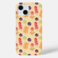 Cute Kawaii Hand-drawn Tanghulu Seamless Pattern