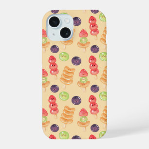 Cute Kawaii Hand-drawn Tanghulu Seamless Pattern iPhone 15 Case