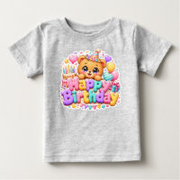 Cute Kawaii Happy Birthday Teddy Bear Pastel Pink