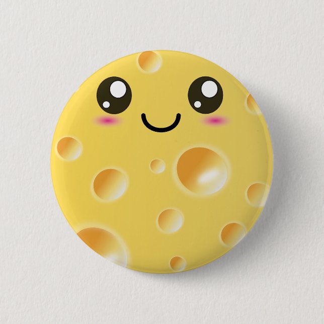 Cute Kawaii Happy Cheese 6 Cm Round Badge (Front)