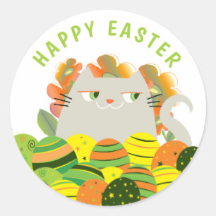 Cute Kawaii Happy Easter Classic Round Sticker
