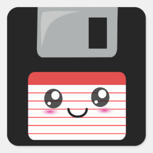 Cute / Kawaii Happy Floppy Disc Square Sticker