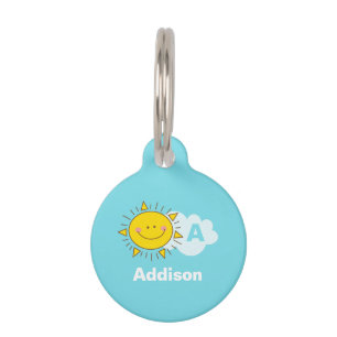 Cute Kawaii Happy Sunshine Monogram Pet Tag