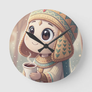 Cute Kawaii Hatshepsut   Food & Coconut Art Round Clock