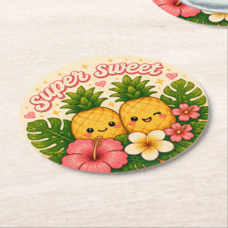 cute kawaii hawaii  round paper coaster