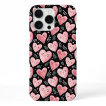 Cute kawaii hearts pattern pink and black