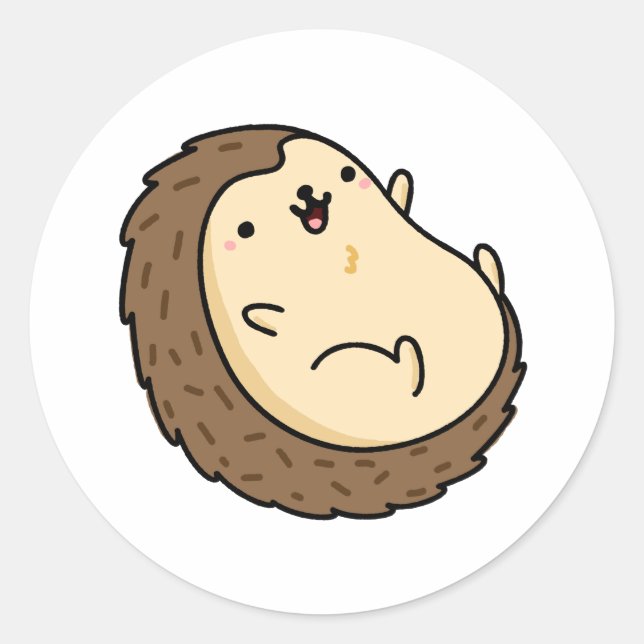Cute Kawaii Hedgehog Classic Round Sticker (Front)