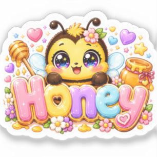 Cute Kawaii Honey Bee Name Pastel Pink Sparkling B