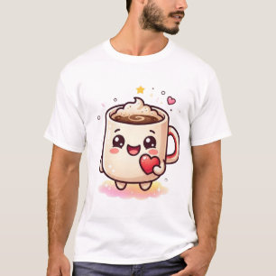 Cute Kawaii Hot Chocolate Mug with Heart Vector Il T-Shirt