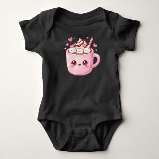Cute Kawaii Hot Chocolate Mug with Marshmallows Baby Bodysuit