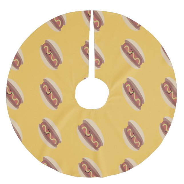 Cute Kawaii Hot Dog Brushed Polyester Tree Skirt (Front)