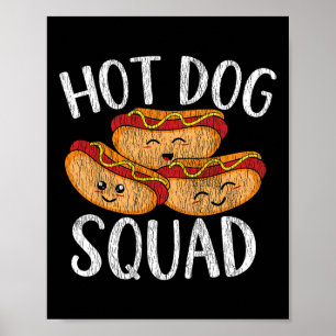 Cute Kawaii Hot Dog Squad Bbq Family Matching Men  Poster