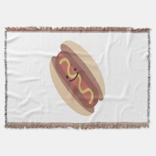 Cute Kawaii Hot Dog Throw Blanket