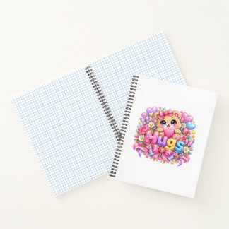 Cute Kawaii Hugs Teddy Bear Pastel Pink Floral Lov Notebook