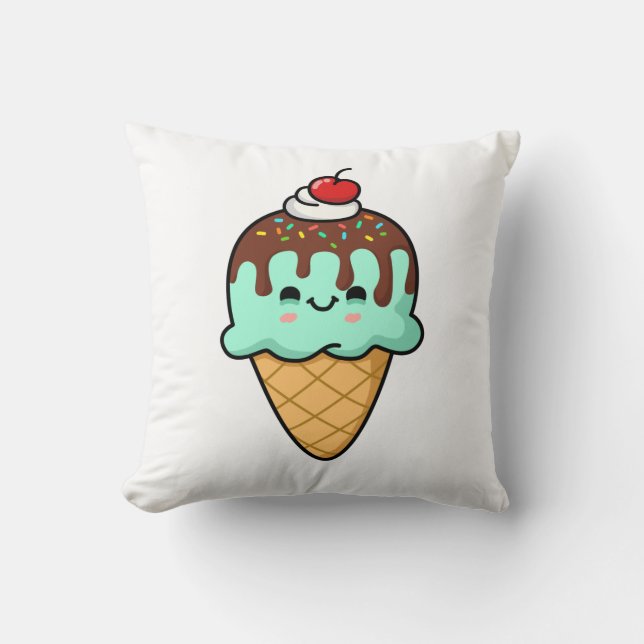 Cute Kawaii Ice Cream Cone Cushion (Front)