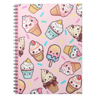 Cute Kawaii Ice Cream Print Notebook Journal