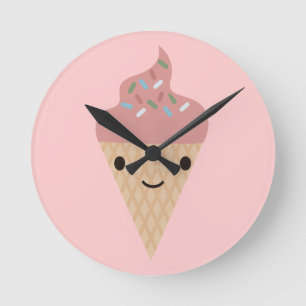 Cute Kawaii Ice Cream Round Clock