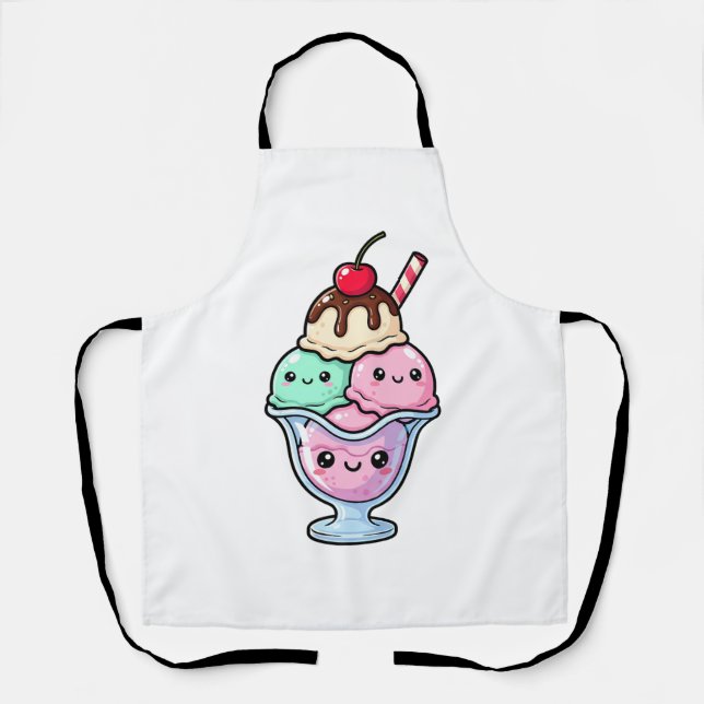 Cute Kawaii Ice Cream Sundae Apron (Front)