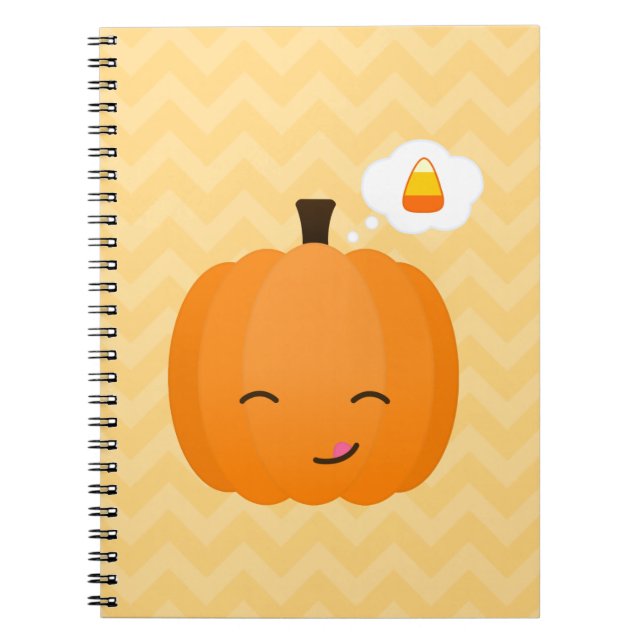 Cute Kawaii Jack o'Lantern and Candy Corn Notebook (Front)