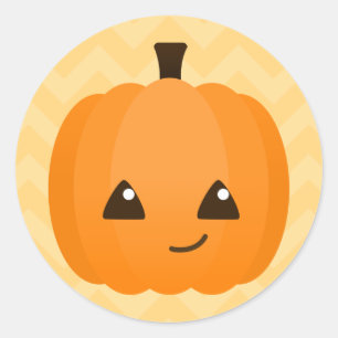 Cute Kawaii Jack o'Lantern Classic Round Sticker