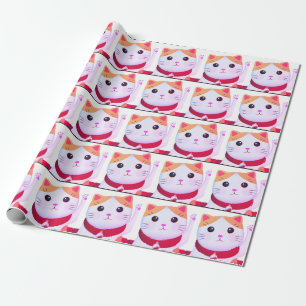 Cute Kawaii Japanese Aesthetic Cat Wrapping Paper 