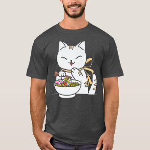 Cute Kawaii Japanese Anime Cat Eating Ramen Neko N T-Shirt