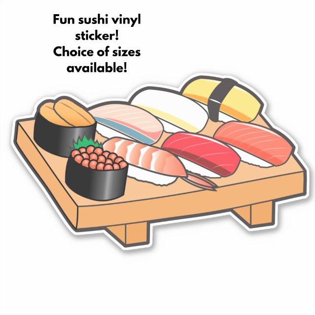 Cute Kawaii Japanese Sushi Tray Custom-Cut Vinyl (A fun sushi sticker!)