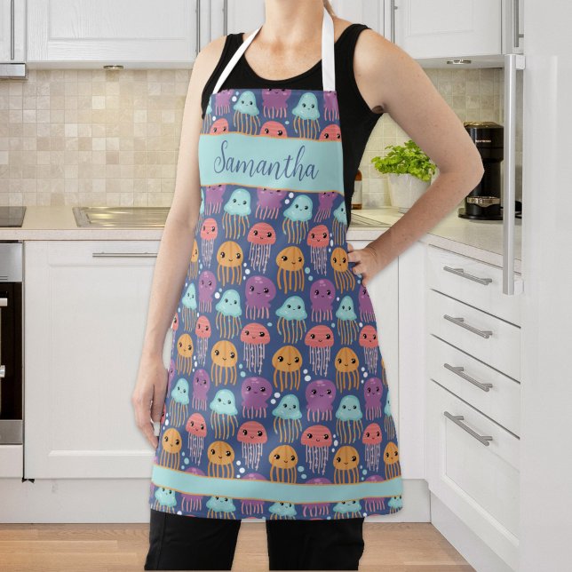 Cute Kawaii Jellyfish Personalised Apron (Cute Kawaii Jellyfish Personalized Apron)