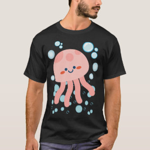 Cute Kawaii Jellyfish Smiling Ocean Friend with Bu T-Shirt