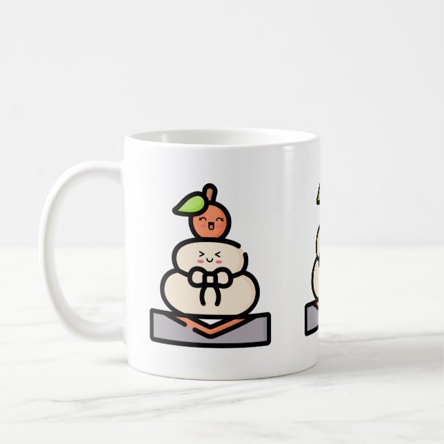 Cute Kawaii Kagami Mochi Coffee Mug (Left)
