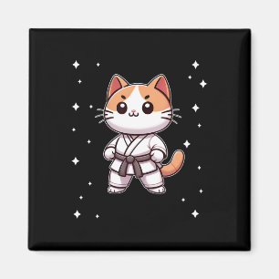Cute Kawaii Karate Cat Martial Arts For Men Women Magnet