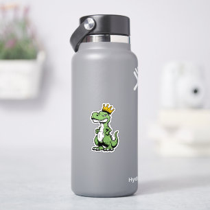 Cute Kawaii King Dinosaur With Crown Vinyl Sticker