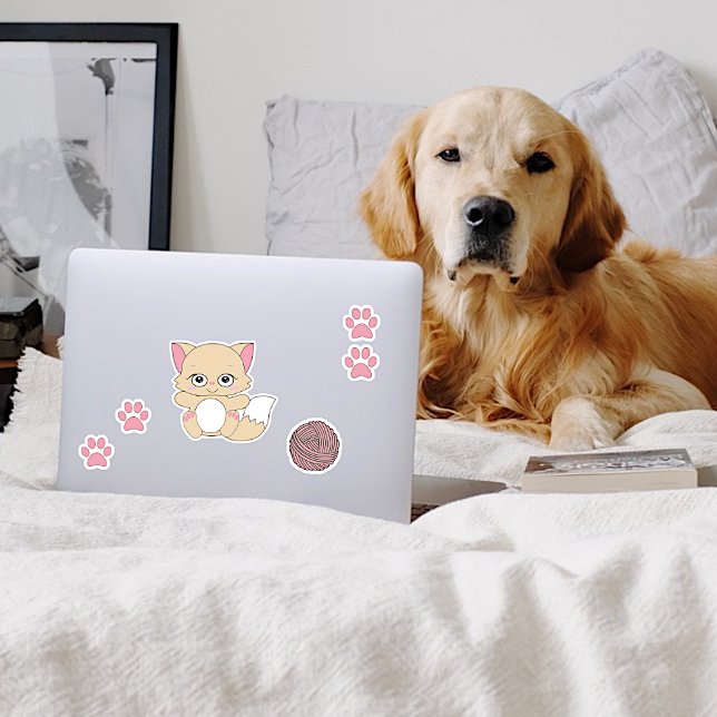 Cute Kawaii Kitten and Paw Prints (Creator Uploaded)