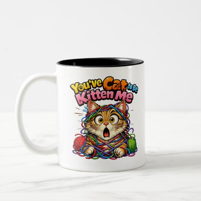 Cute Kawaii Kitten Cat Two-Tone Mug (Left)