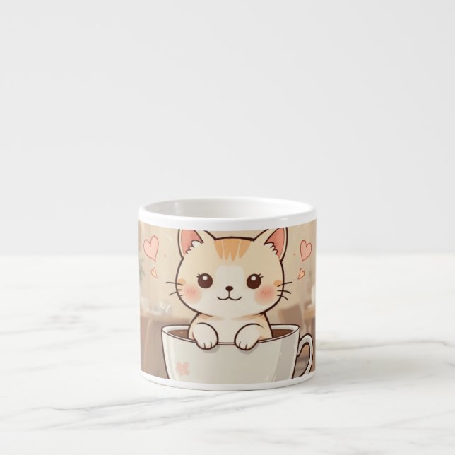 Cute Kawaii Kitten Coffee Mug | Adorable Cat Lover (Front)