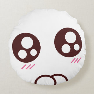 Cute Kawaii kitten emoji Round Cushion