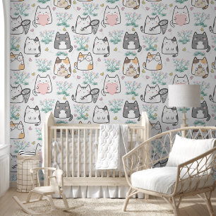 Cute Kawaii Kitten Nursery Wallpaper