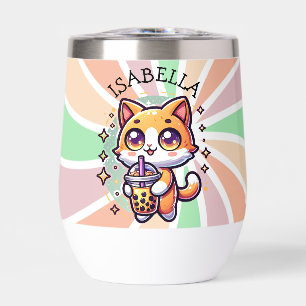 Cute Kawaii Kitten with Bubble Tea Personalised