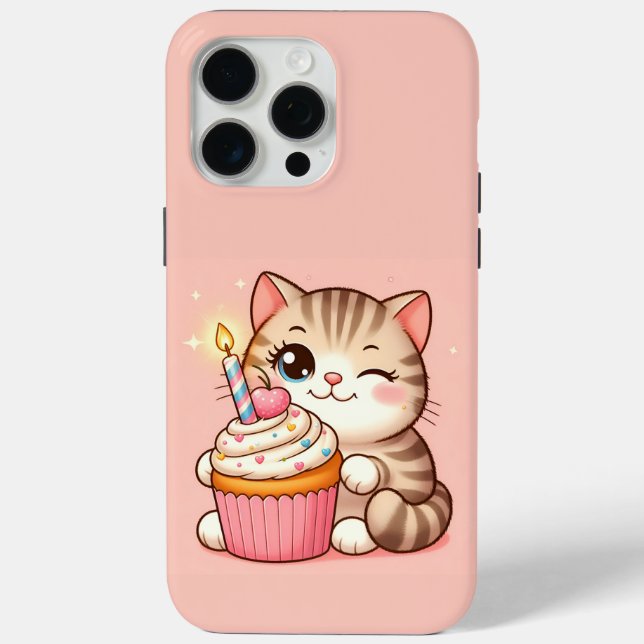 Cute Kawaii kitten with Cupcake Case-Mate iPhone Case (Back)