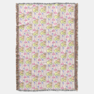 Cute Kawaii Kittens Pink Pastel Cosy Throw Blanket