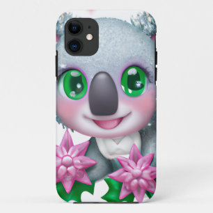 Cute Kawaii Koala Bear with Flowers iPhone 11 Case