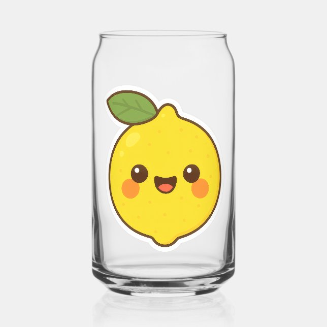 Cute Kawaii Lemon Can Glass (Back)