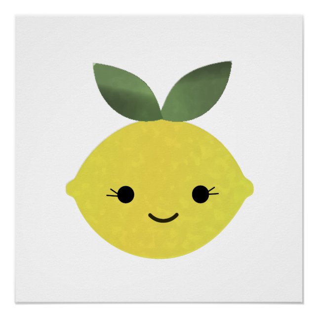 Cute Kawaii Lemon Poster (Front)