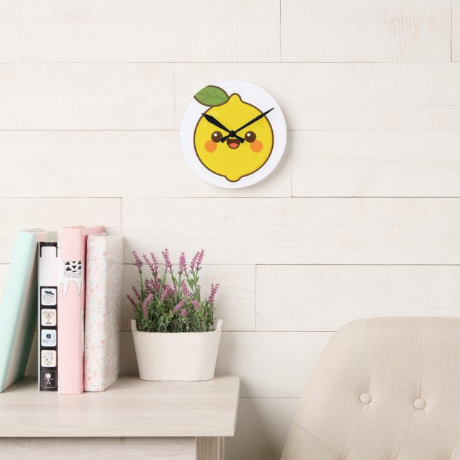 Cute Kawaii Lemon Round Clock (Reading Room)