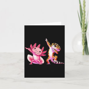Cute Kawaii Leopard Gecko Dabbing Axolotl Friends Card