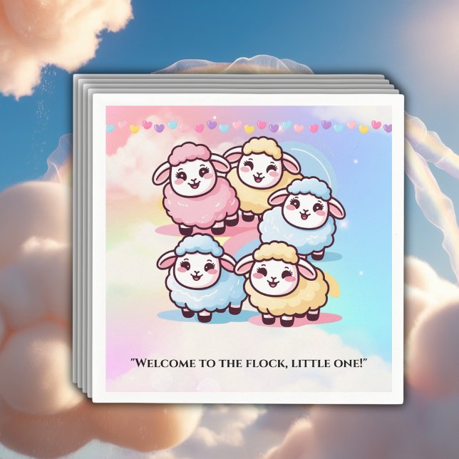 Cute Kawaii Little Lamb Baby Shower Napkin (Creator Uploaded)