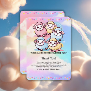 Cute Kawaii Little Lamb Baby Shower Thank You Card